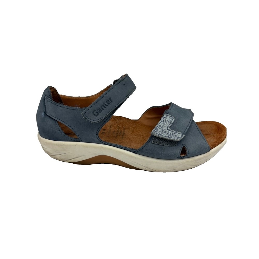 Ganter Aktiv Genda Blue Leather Adjustable Comfort Sandals Women 38 US 7.5-8